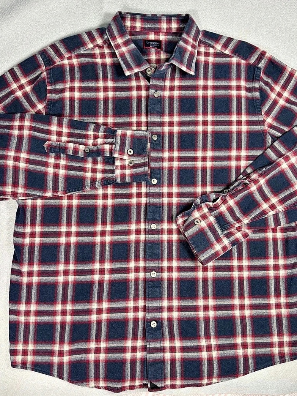 UNTUCKit Rondel Plaid Flannel Shirt Blue & Red XXL
